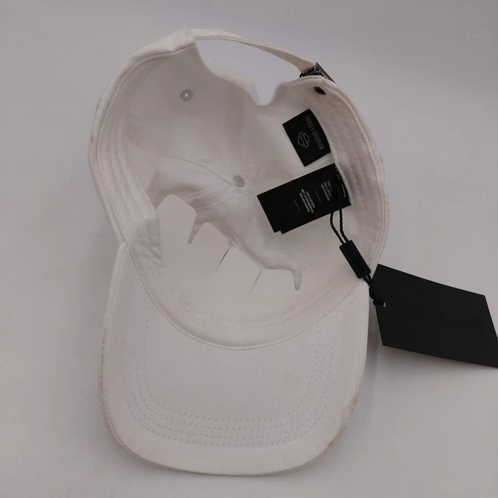 Harley-Davidson Womens White Embroidered Yellow Rose Baseball Hat Read Bikercore